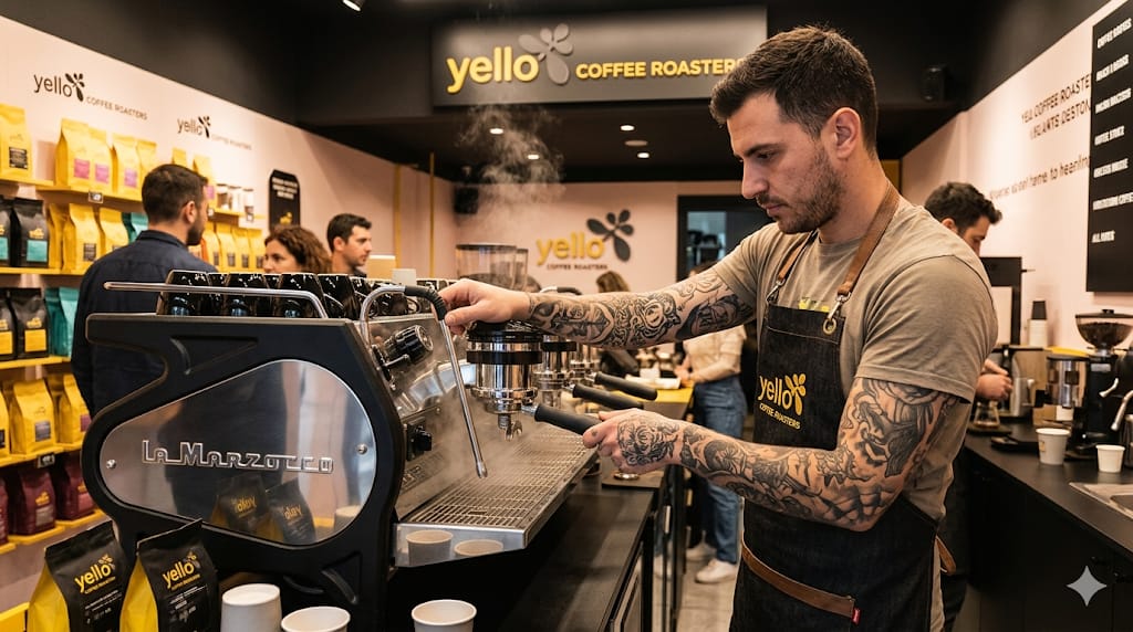 Επαγγελματίας Barista σε κατάστημα Yello Coffee Franchise
